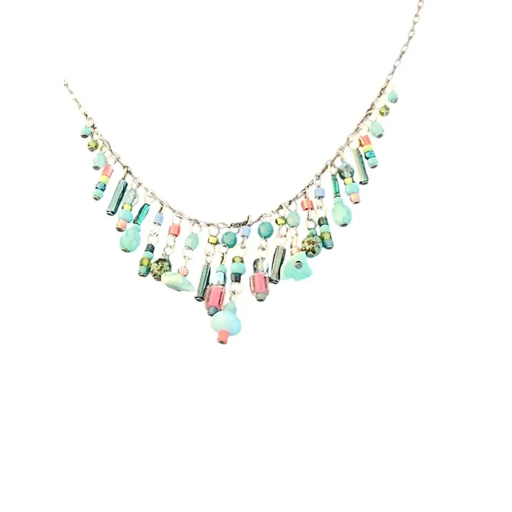 Turquoise Bead Fringe Necklace